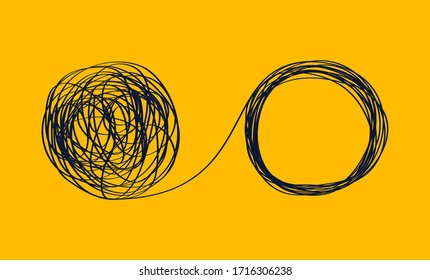 Concept Icon Showing The Unraveling Of A Tangled Line. Metaphor For A Mentor Or Coach In Problems Business