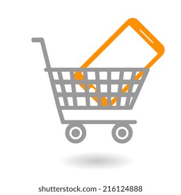 Concept icon. Smartphone in shopping cart