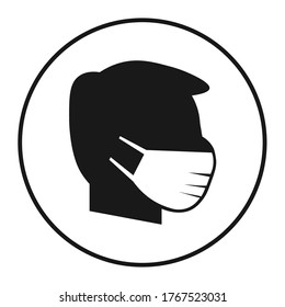 Concept Icon Symbol The man turned on the side of the mask to protect the coronavirus.