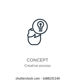 Concept icon. Thin linear concept outline icon isolated on white background from creative pocess collection. Line vector sign, symbol for web and mobile