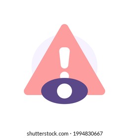 concept icon warning there is an intruder or spy. illustration of exclamation mark symbol and eye symbol. protection, notice. flat cartoon style. vector element design