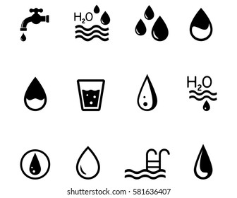 concept icons on the theme of water