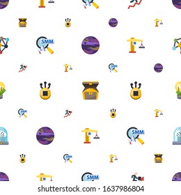 concept icons pattern seamless. Included editable flat planet, treasure, career growth, Social Marketing, Fork, tower crane, great solution icons. concept icons for web and mobile.