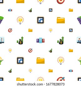 concept icons pattern seamless. Included editable flat Electronics repair, Big data, goal, Brain bulb, Asset, Folder, Webinar, bouquet icons. concept icons for web and mobile.