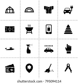 Concept icons. vector collection filled concept icons. includes symbols such as pliers, electric car, broom, spray bottle, car wash. use for web, mobile and ui design.