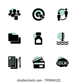 Concept icons. vector collection filled concept icons set.. includes symbols such as medicine bottle, car temperature, document and pen. use for web, mobile and ui design.