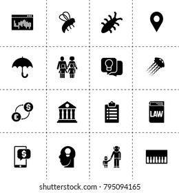 Concept icons. vector collection filled concept icons. includes symbols such as bee, clipboard, bug, idea, piano, grandfather and grandson. use for web, mobile and ui design.