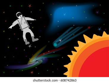 Concept and idea abstract universe background with astronaut and star