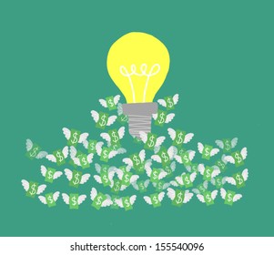 concept of idea bulb.Vector illustration.bulb and money