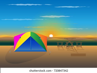 Concept and idea camping on mountain. vector EPS10