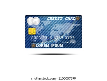 Concept and idea chip credit card with world map background. Personal card for customer paying and service. Vector EPS10