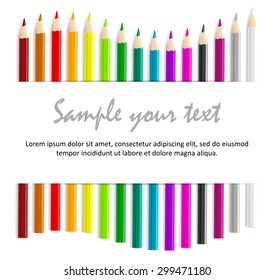 Concept idea with colorful vector pencils as waved frame for your text
