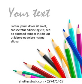 Concept idea with colorful vector pencils as corner frame
