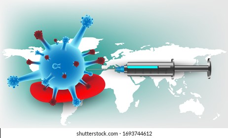 Concept and idea Corona virus type Covid-19 destroy human blood in body background. Concept and idea abstract health and medical background. Vector EPS 10