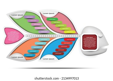Concept and idea infographic template with fishbone diagram for Business and office analysis tool finding root cause and solving problem. Vector EPS10