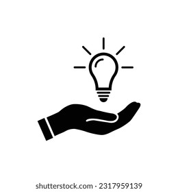 Concept of idea. Light bulb in hand.