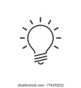 Concept of idea, light bulb with rays shining, linear vector