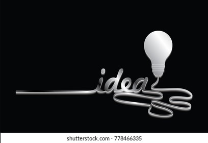 Concept for idea with light bulb in stainless and alphabet on white shadow float on black background, Ideas for project, cards, designs, arts, gift, decoration, wallpaper,  Vector,For the presentation
