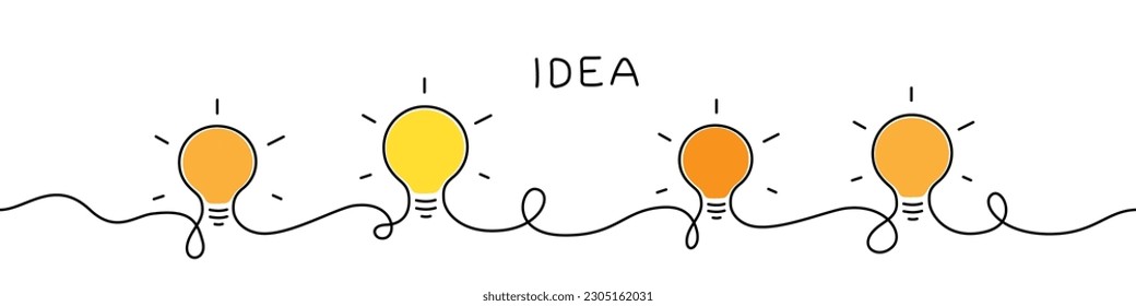 Concept of idea with lightbulb with single line illustration