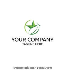 The concept and idea of a logo combination of star and leaves form a circle