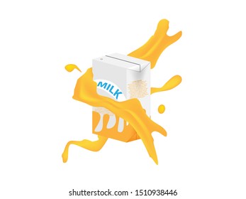 Concept and idea milk with orange flavor drop and orange juice splash background. Food and drinking concept. Vector EPS10