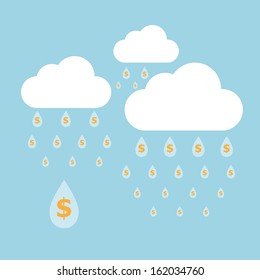 Concept idea of money raining, stock vector