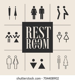 Concept and idea set of various icons toilet. Stroke vector logo, web graphics. Isolated background.