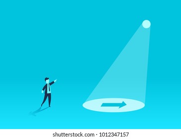 Concept of the idea, showing the way of business for a businessman. Solving problems, the path to success. Vector illustration.