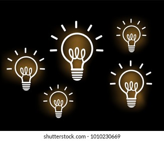 Concept Idea , White light bulb. On a black background