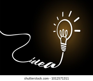 Concept Idea , White light bulb. On a black background