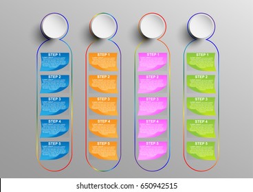 Concept and idea write on paper note and stick  with sequence.Vector EPS10