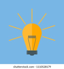 Concept ideas. Light bulb icon. Incandescent lamp. Flat style. Vector image.