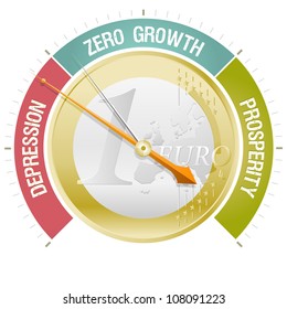 Concept illustrating the European crisis with a barometer indicating depression. EPS 10 file with no use of transparencies or filter effects like drop shadow: only solid fills and basic gradients used