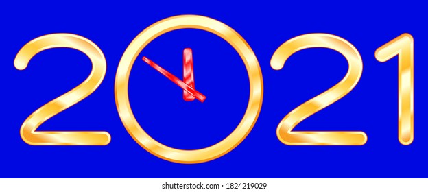Concept illustration of the abstract clock and 2021 New Year lettering