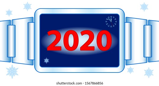 Concept illustration of the abstract watch and 2020 New Year lettering