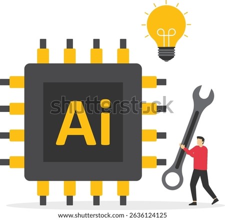 Concept illustration of artificial intelligence development and setup. Vector illustration. stock illustration

