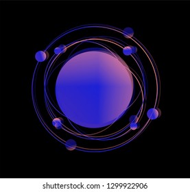 Concept illustration of atom, subatomic particles. 