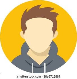 Concept Illustration Of Boy Avatar With Long Hair 