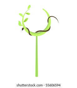 Concept illustration of branch at green leaf and snake - vector