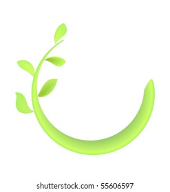 Concept illustration of branch at green leaf - vector