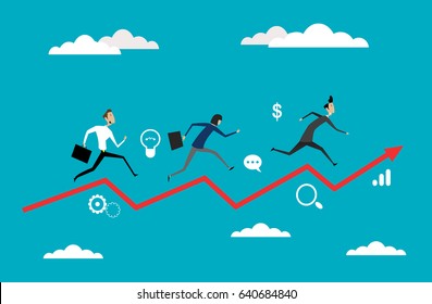 Ilustración conceptual de la competencia empresarial . Gráfico plano vectorial