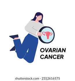 concept illustration cancer ovarian girl