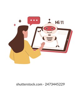 Concept illustration of chatbot technology. Illustration for websites, landing pages, mobile applications, posters and banners. Trendy flat vector illustration