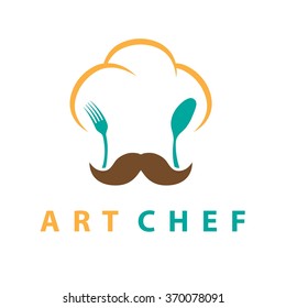 Concept illustration of chef's hat with fork and spoon. Vector