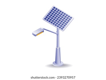 Concept illustration of city street lights with solar panel energy