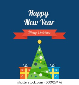 Concept of illustration - coming new year, the situation and the atmosphere, of Christmas gifts and mood. Christmas greeting card. Happy New Year.