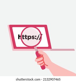 Concept illustration of a computer laptop that is looking for a website