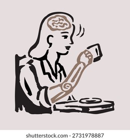 Concept Illustration of Controlling a Prosthetic Limb Using Neural Signals and Brain-Machine Interface