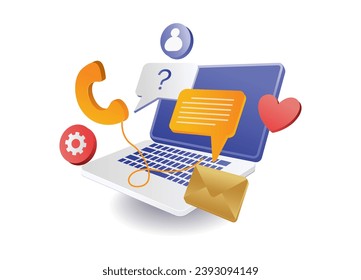 Concept illustration of conversation with computer social media applications