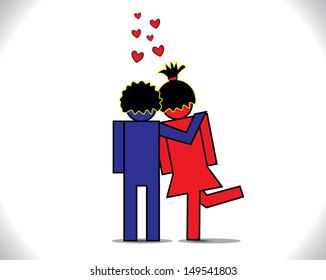 Concept illustration of Couple in Love: Man and Woman in love holding hands together